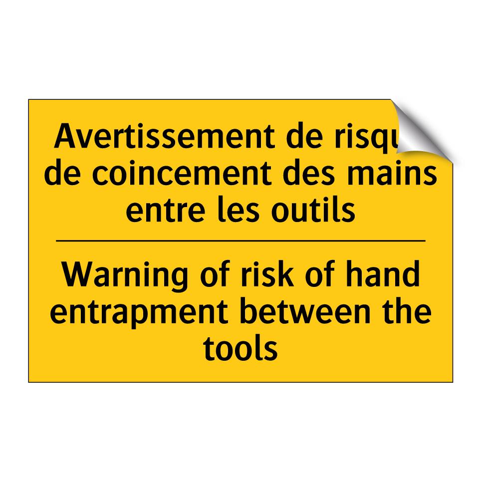 Avertissement de risque de coincement /.../ - Warning of risk of hand entrapment /.../