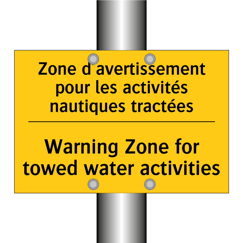 Zone d'avertissement pour les /.../ - Warning Zone for towed water activities /.../