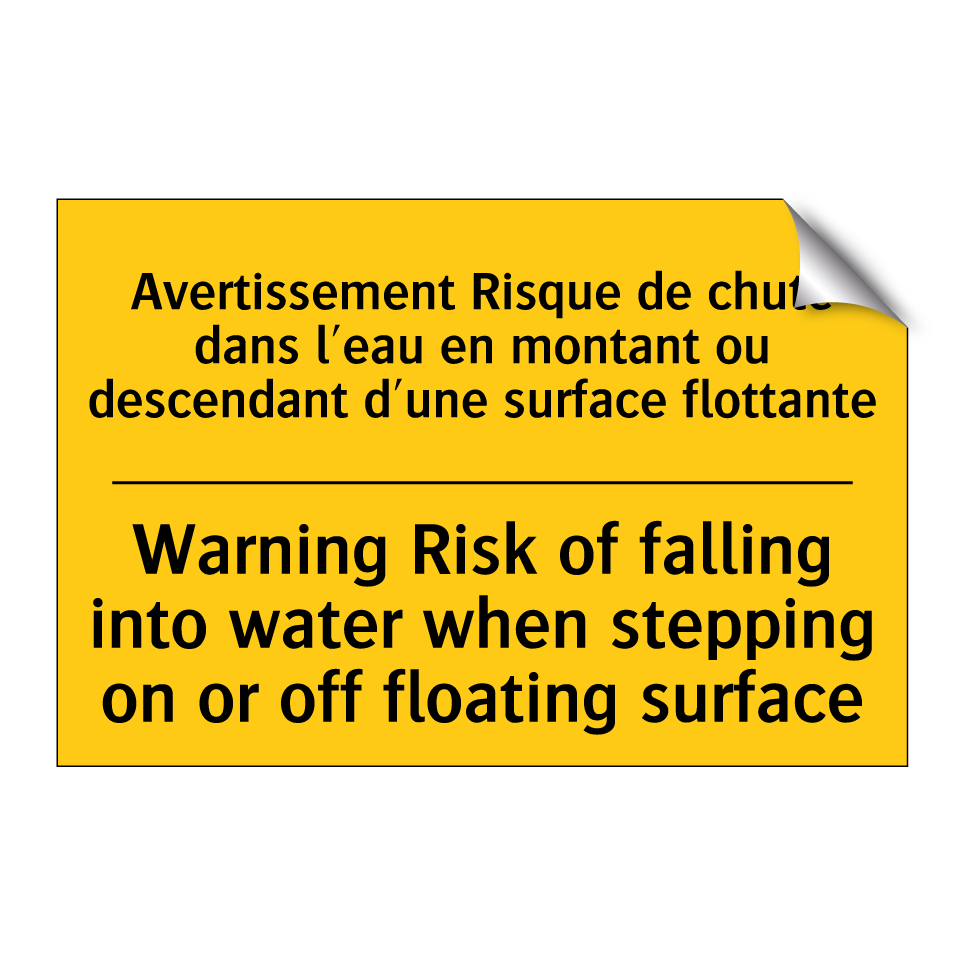 Avertissement Risque de chute /.../ - Warning Risk of falling into water /.../