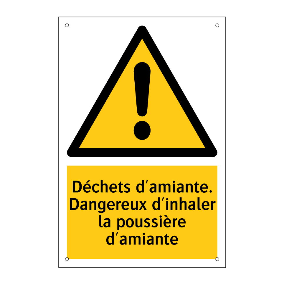 Déchets d'amiante. Dangereux d'inhaler la poussière d'amiante