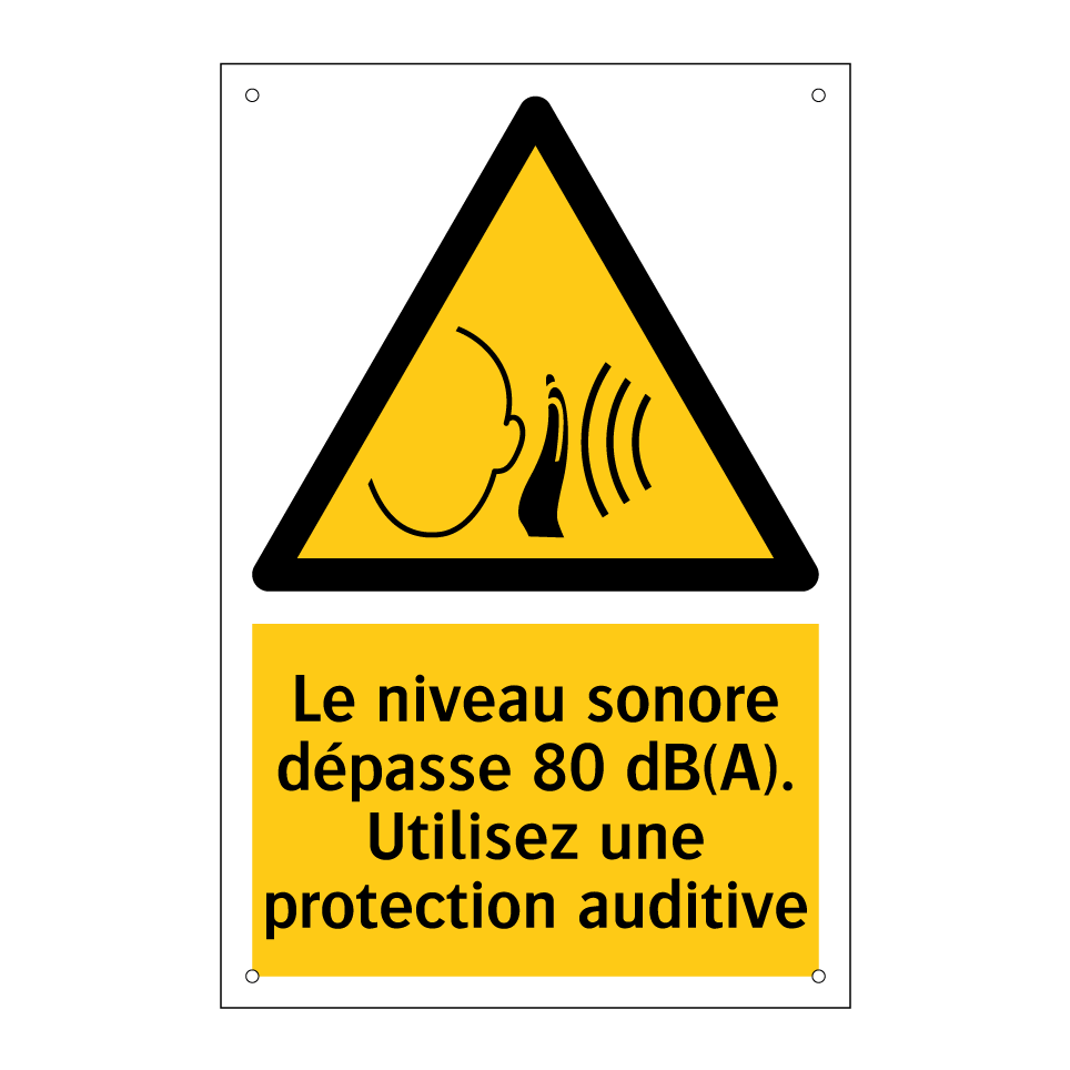 Le niveau sonore dépasse 80 dB(A). Utilisez une protection auditive