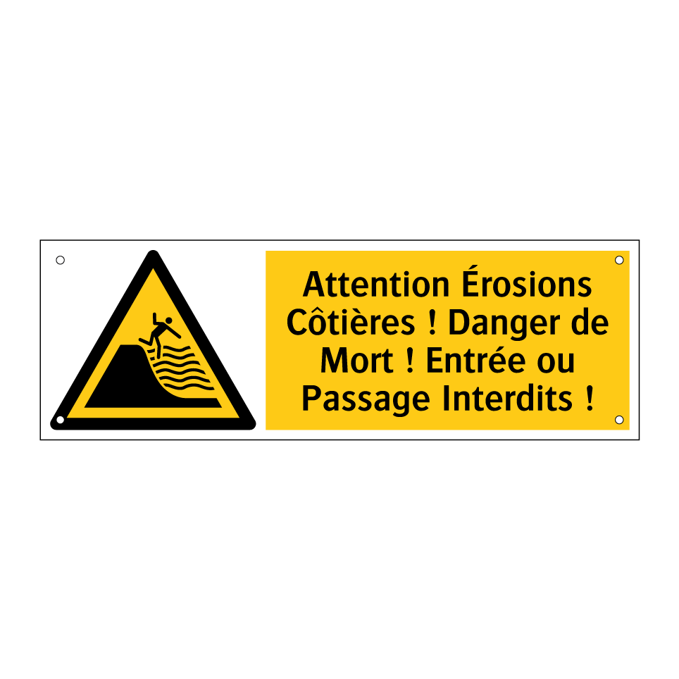 Attention Érosions Côtières ! Danger de Mort ! Entrée ou Passage Interdits !