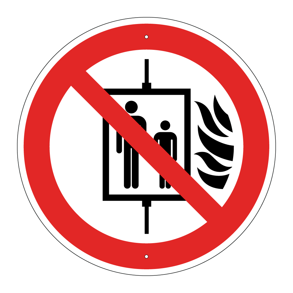 P020 No usar el elevador en caso de incendio