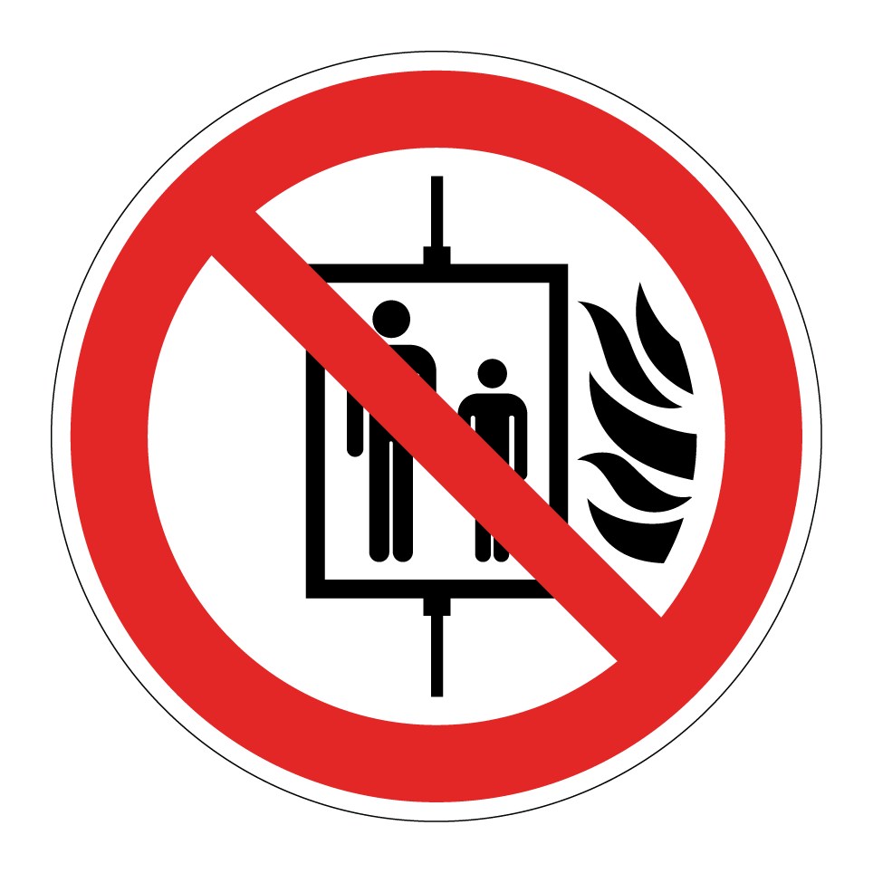 P020 No usar el elevador en caso de incendio