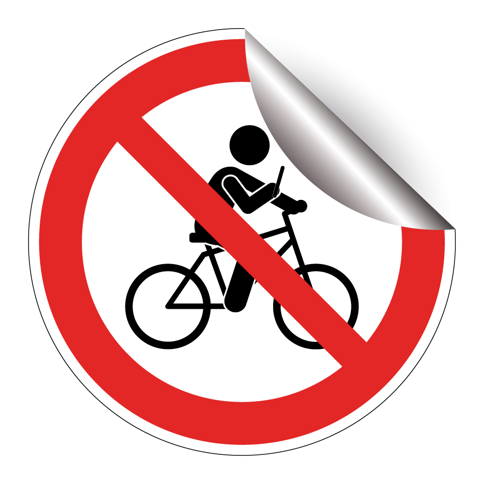 Prohibido andar en bicicleta mientras se usa el teléfono