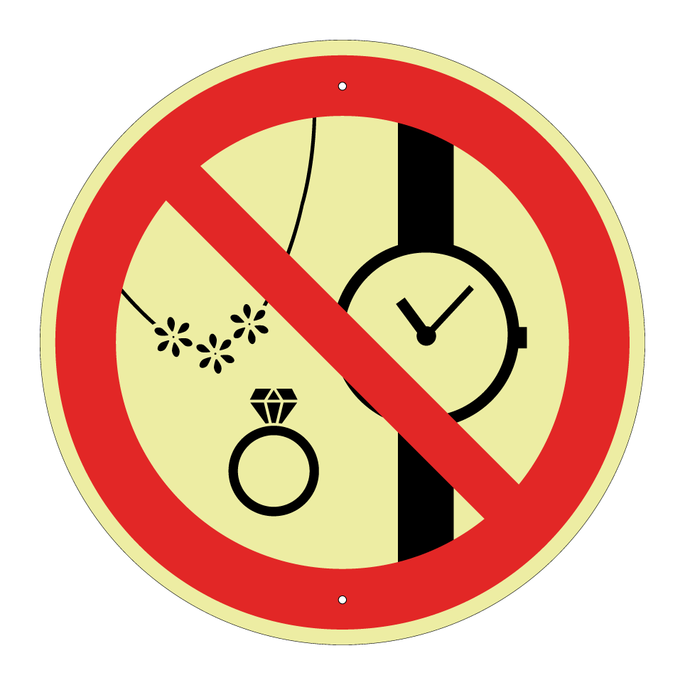 No jewellery or watches