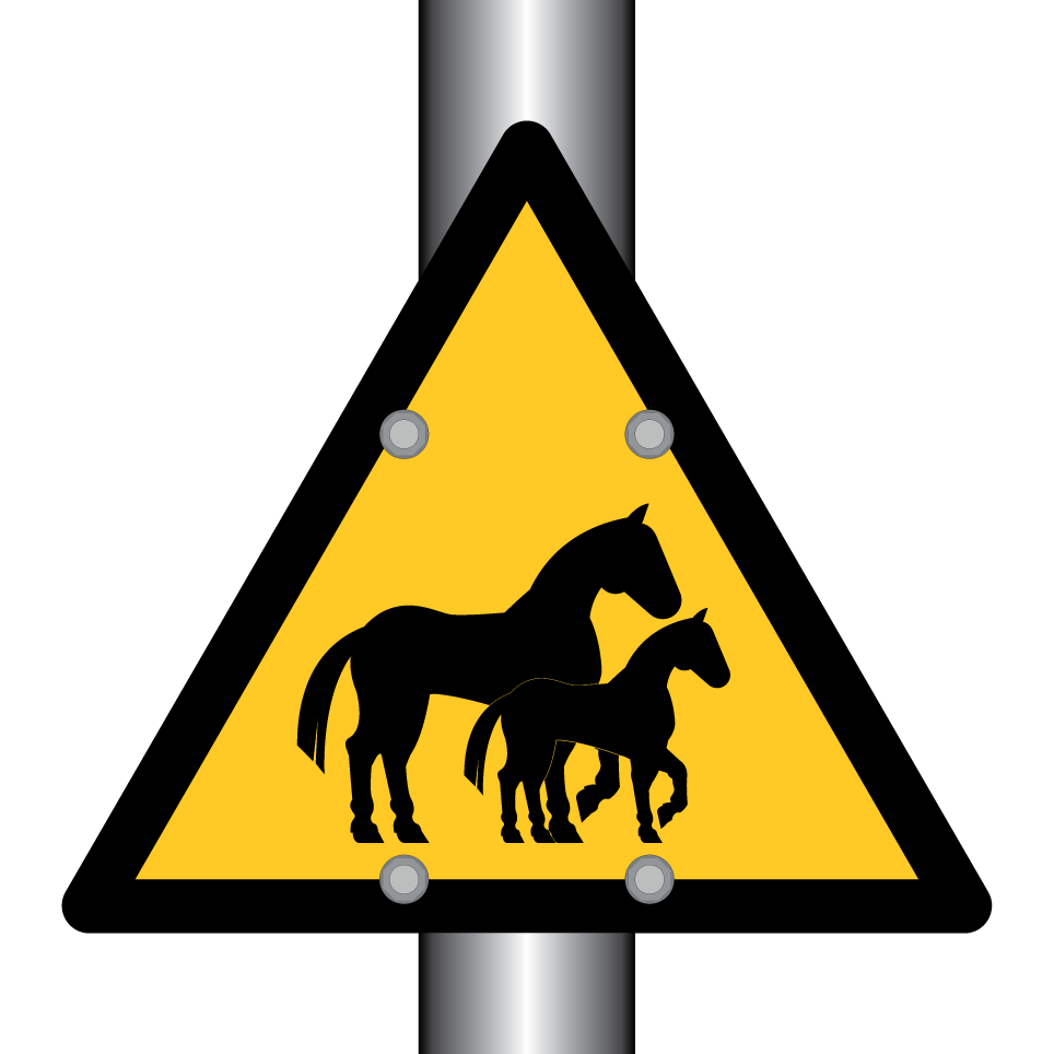 Warning horses with foal