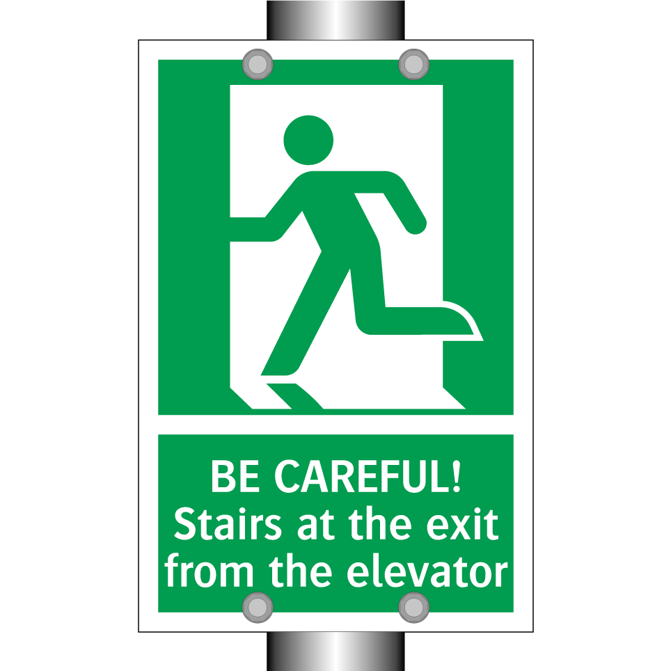 BE CAREFUL! Stairs at the exit from the elevator