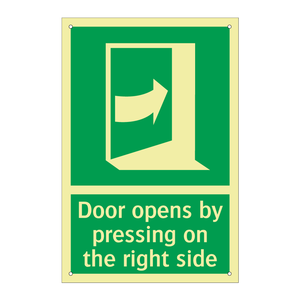 Door opens by pressing on the right side