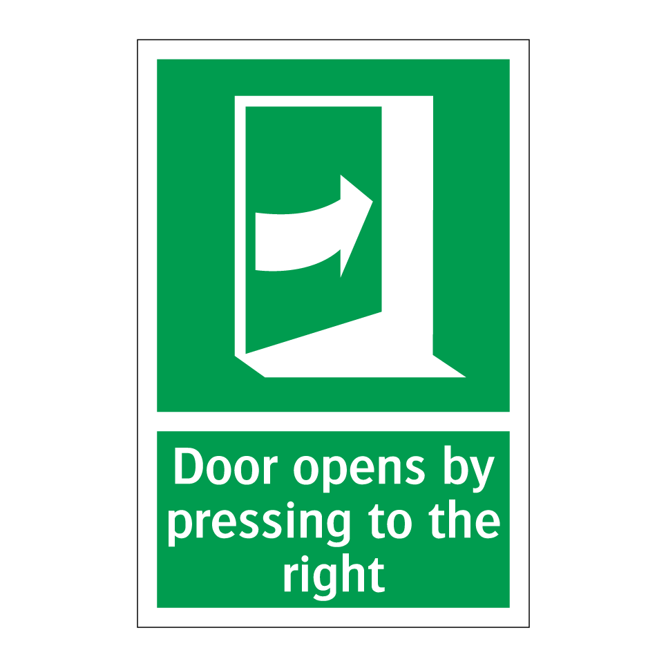 Door opens by pressing to the right
