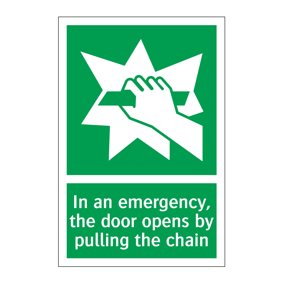 In an emergency, the door opens by pulling the chain