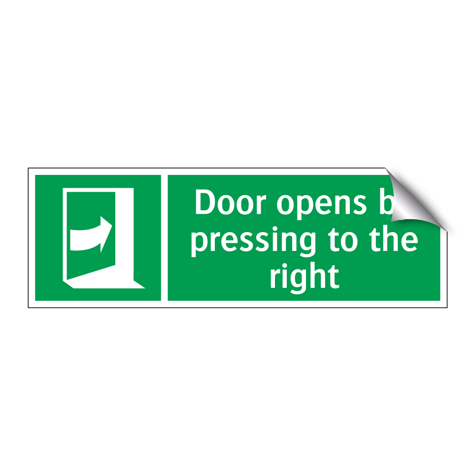 Door opens by pressing to the right
