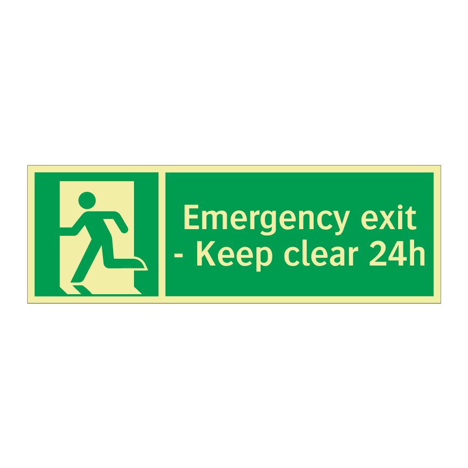 Emergency exit - Keep clear 24h