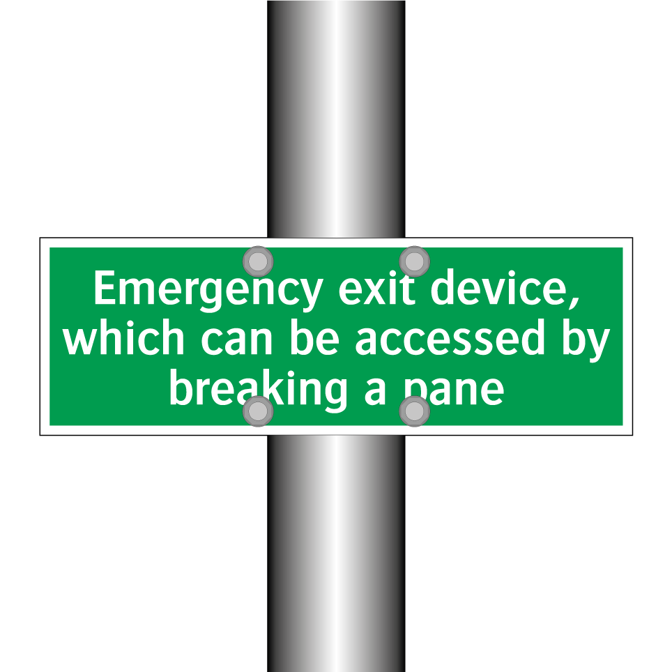 Emergency exit device, which can be accessed by breaking a pane