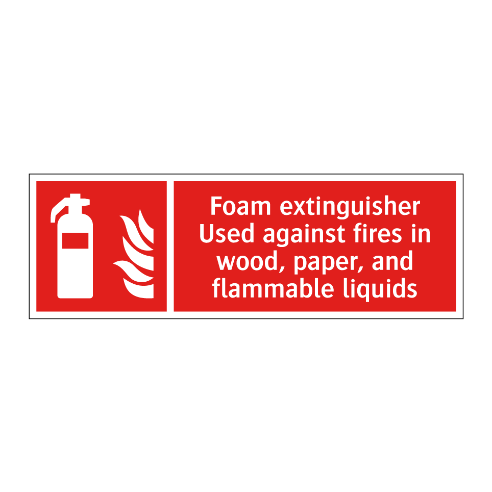 Foam extinguisher Used against fires in wood, paper, and flammable liquids