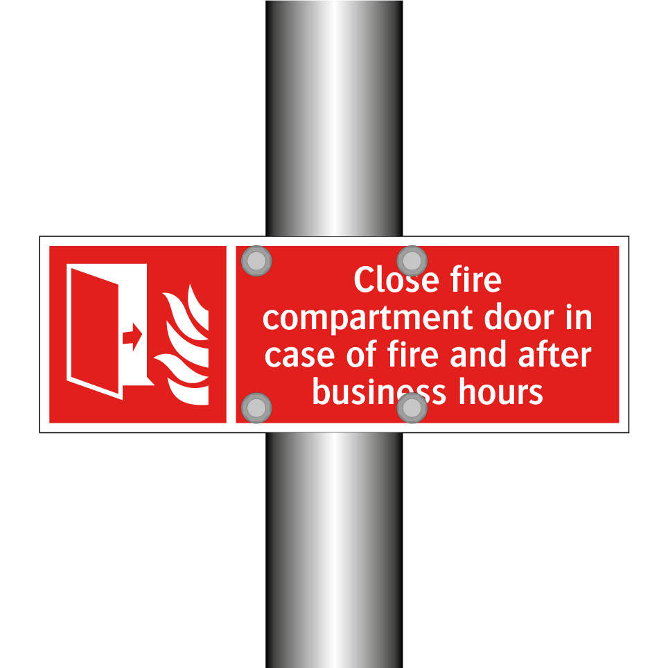 Close fire compartment door in case of fire and after business hours