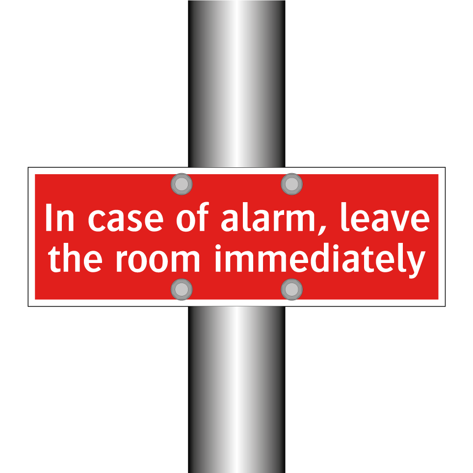 In case of alarm, leave the room immediately