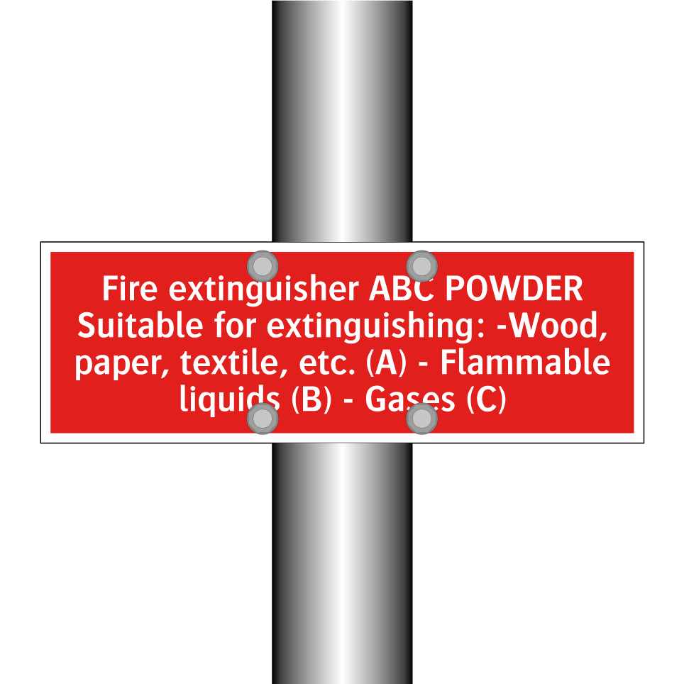 Fire extinguisher ABC POWDER Suitable for extinguishing: -Wood, paper, textile, etc. (A) - Flammable liquids (B) - Gases (C)