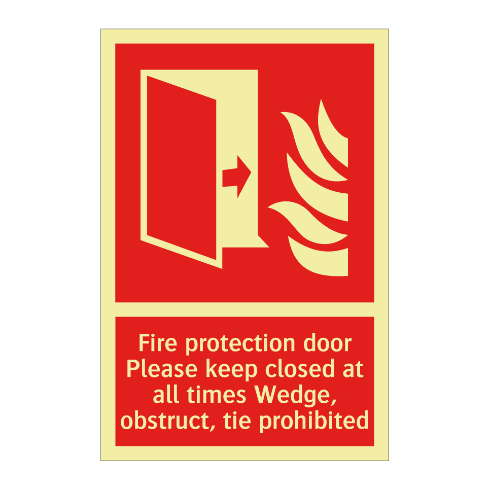 Fire protection door Please keep closed at all times Wedge, obstruct, tie prohibited