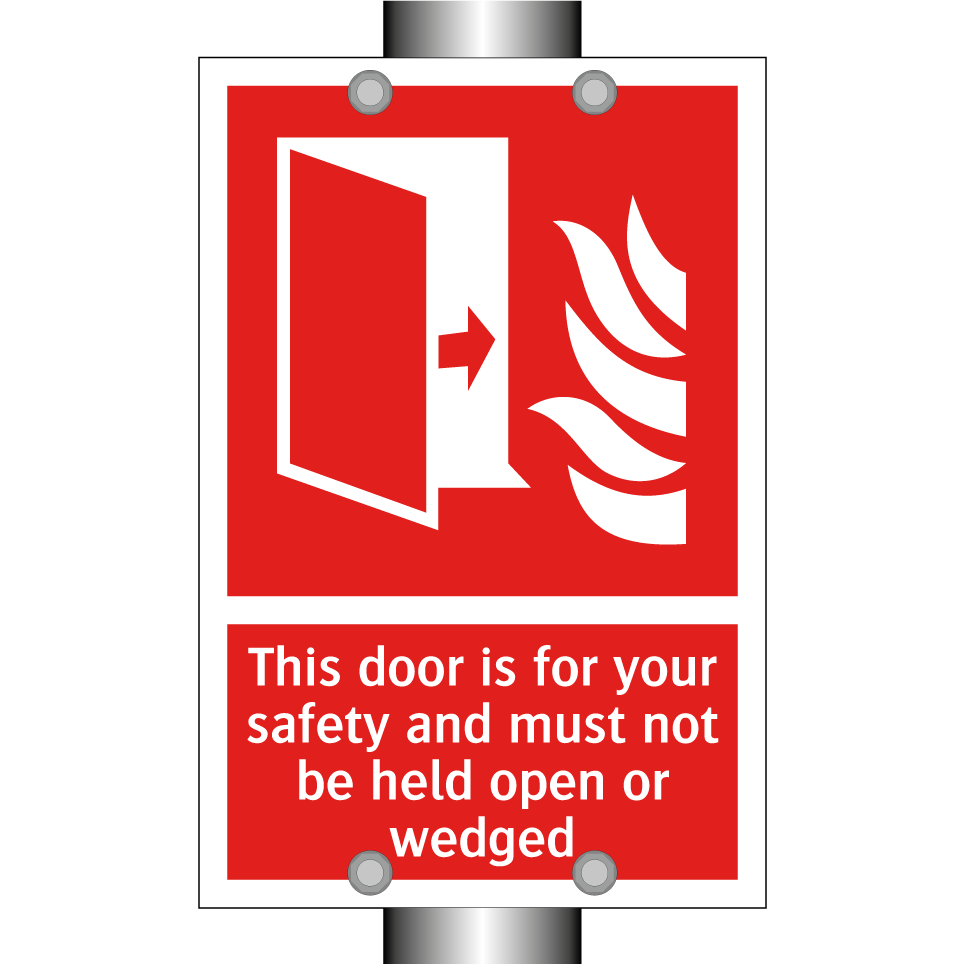 This door is for your safety and must not be held open or wedged