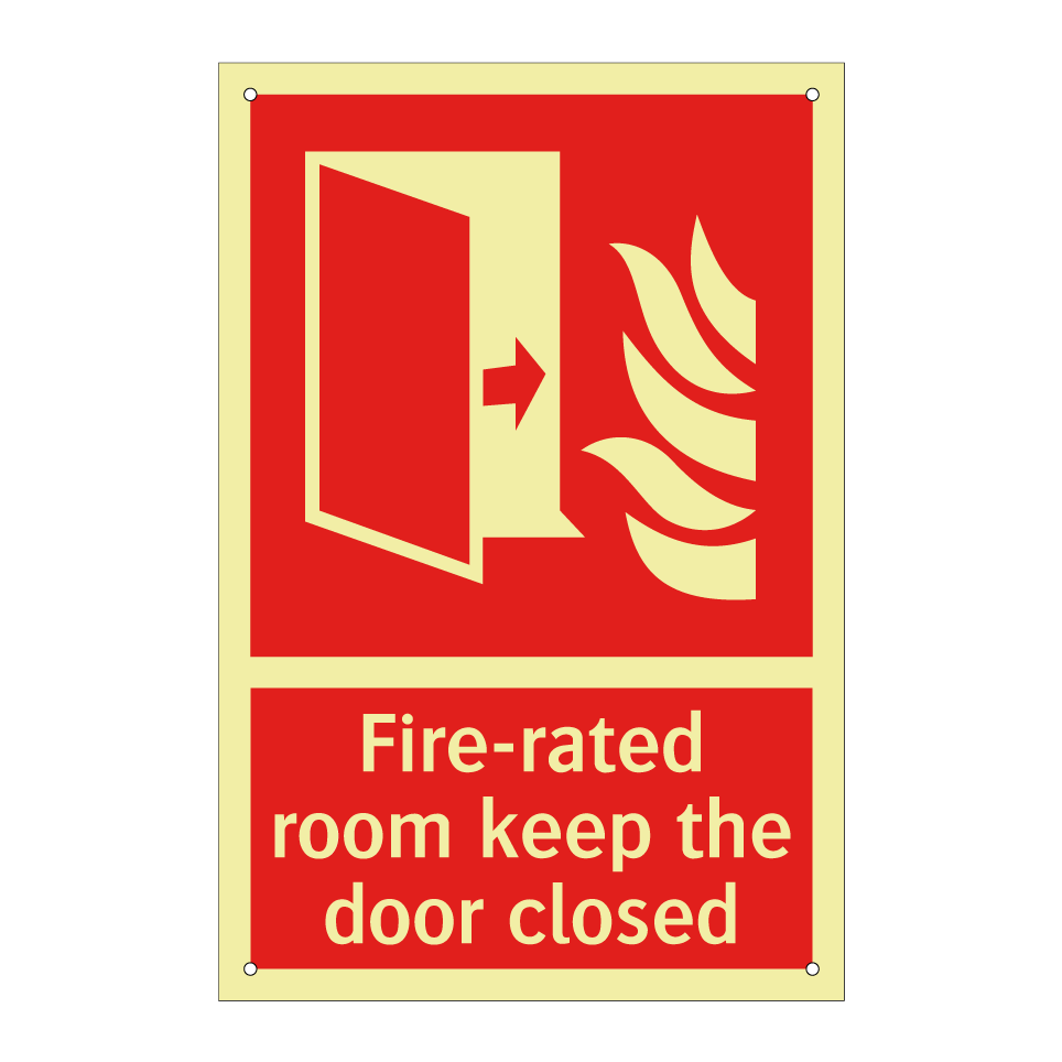 Fire-rated room keep the door closed