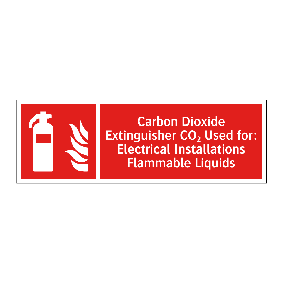 Carbon Dioxide Extinguisher CO₂ Used for: Electrical Installations Flammable Liquids