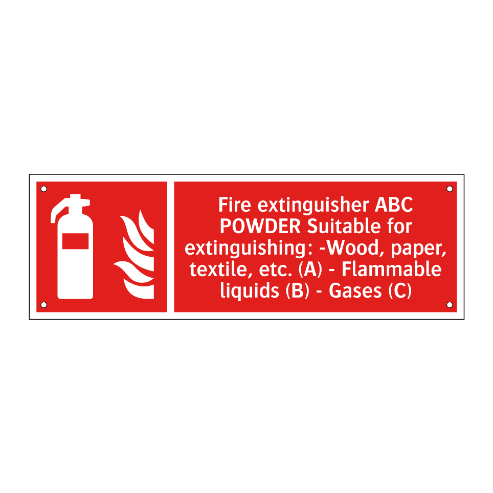Fire extinguisher ABC POWDER Suitable for extinguishing: -Wood, paper, textile, etc. (A) - Flammable liquids (B) - Gases (C)