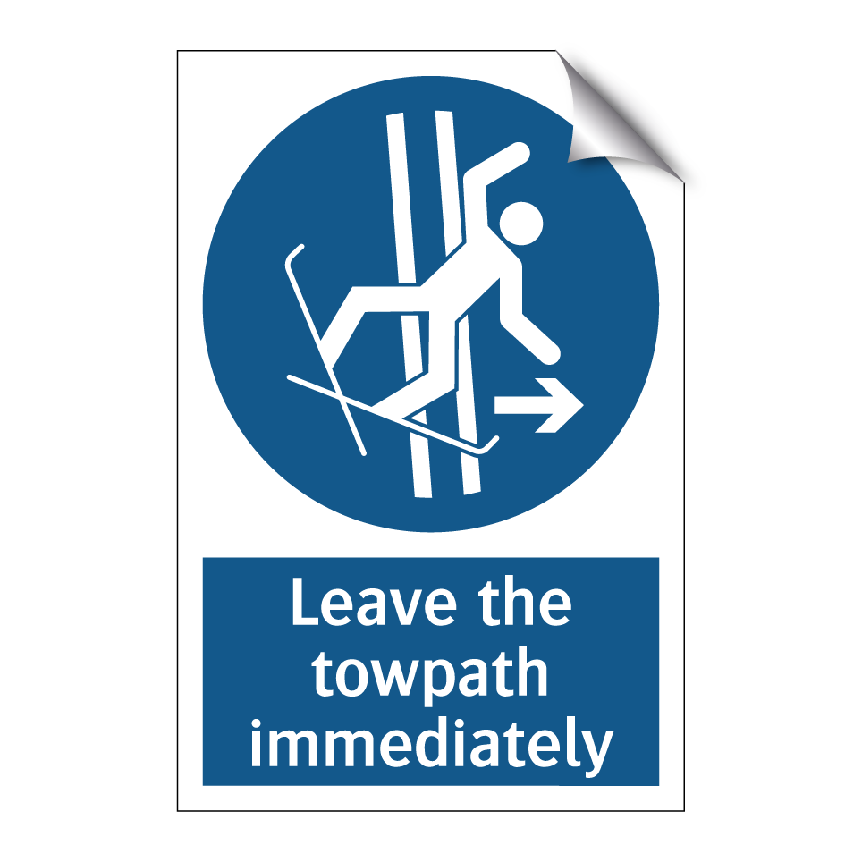 Leave the towpath immediately