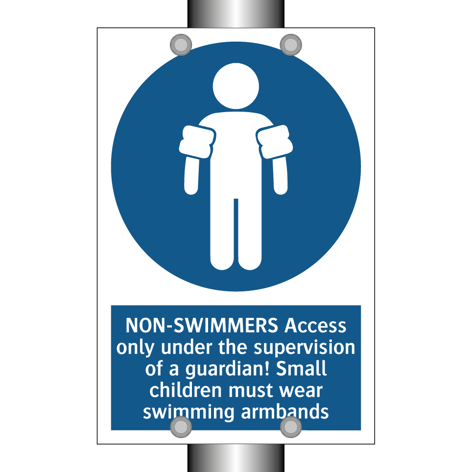 NON-SWIMMERS Access only under the supervision of a guardian! Small children must wear swimming armbands