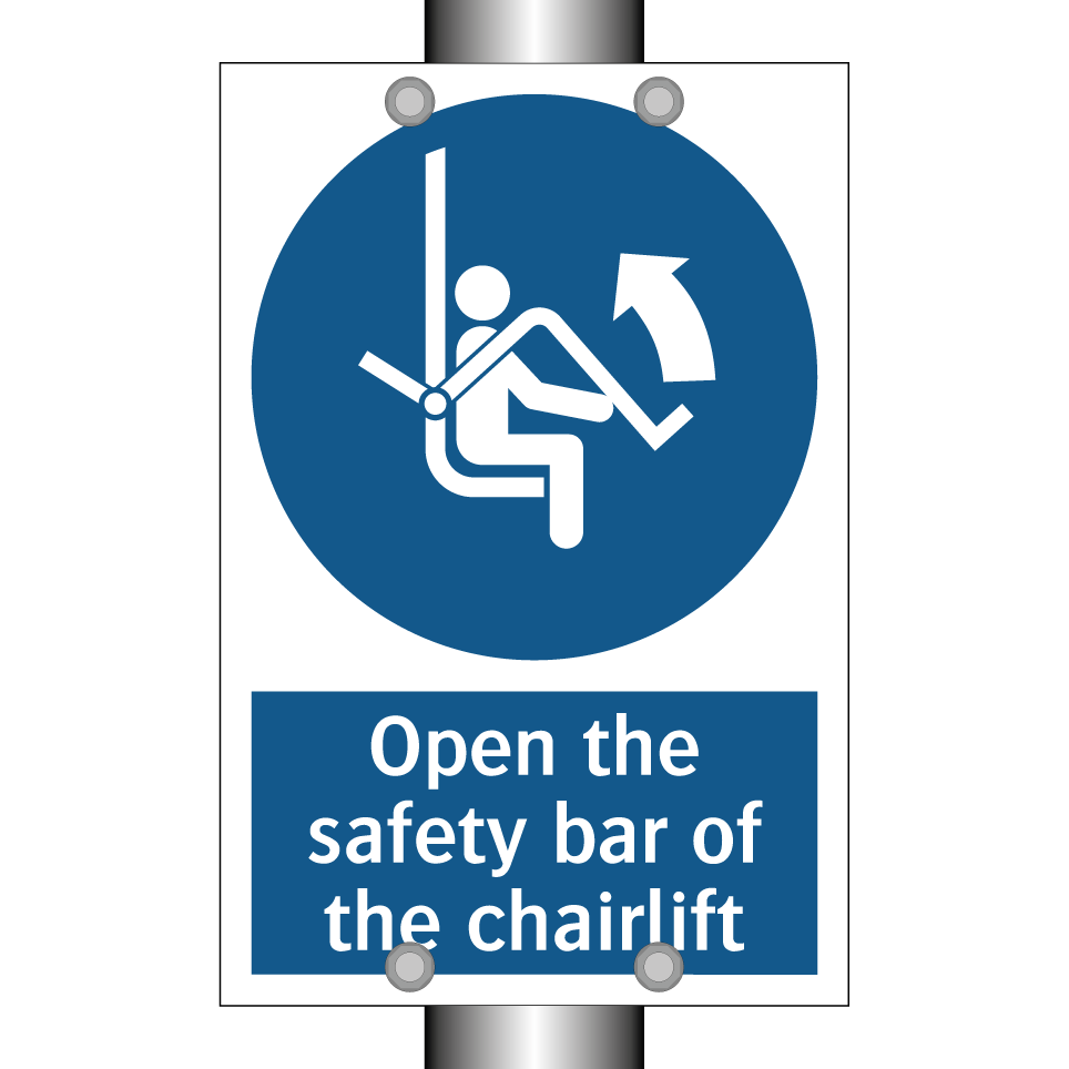 Open the safety bar of the chairlift