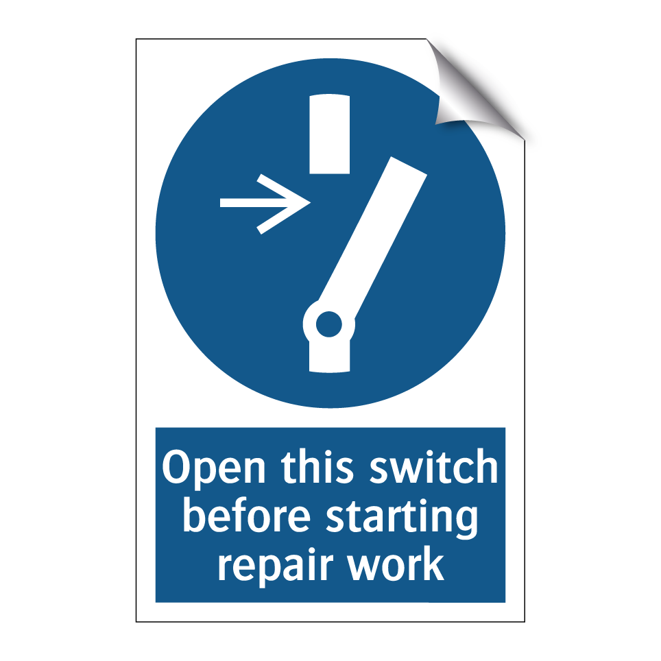 Open this switch before starting repair work