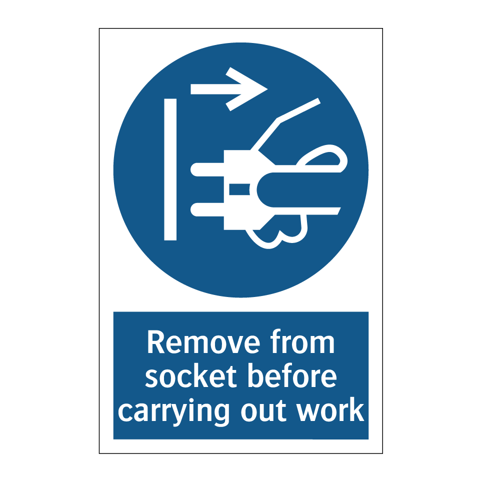 Remove from socket before carrying out work