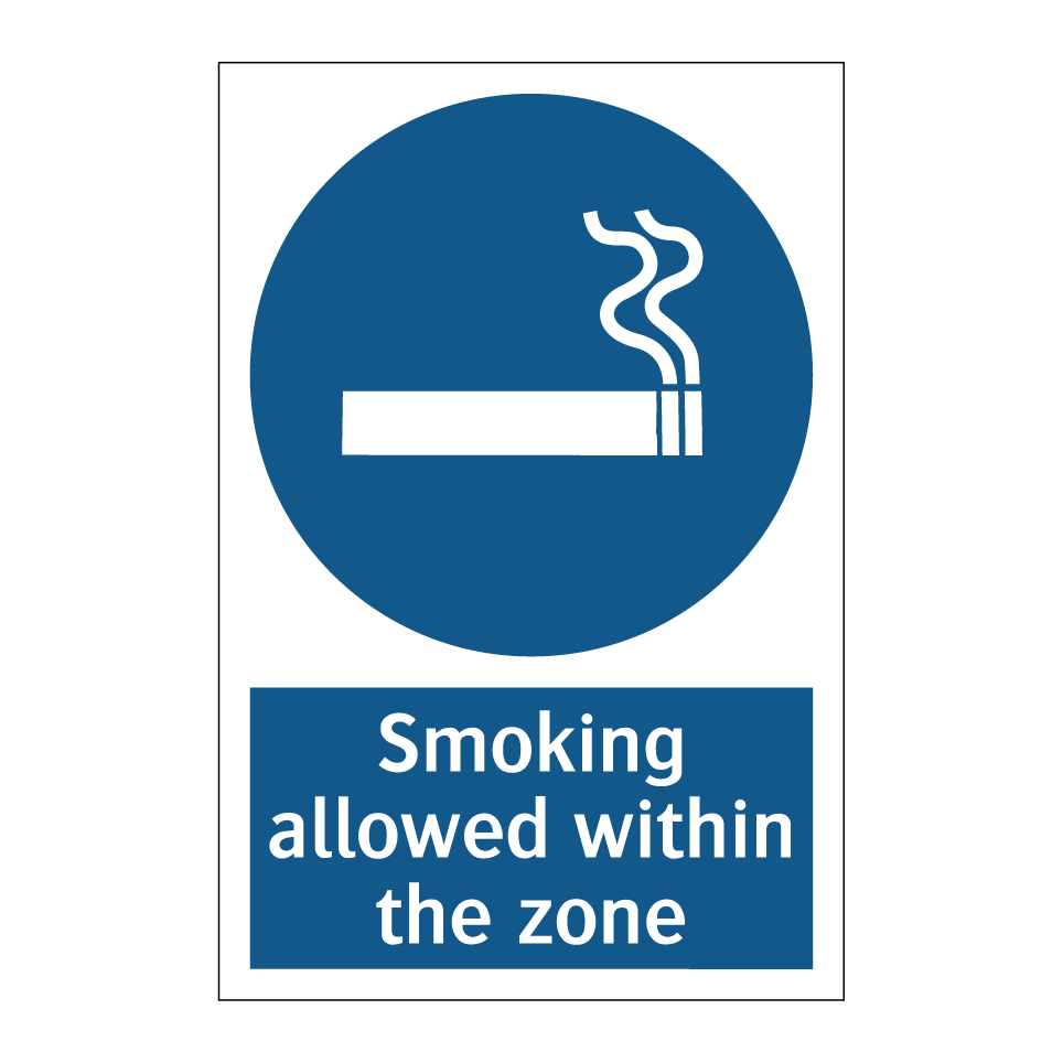 Smoking allowed within the zone