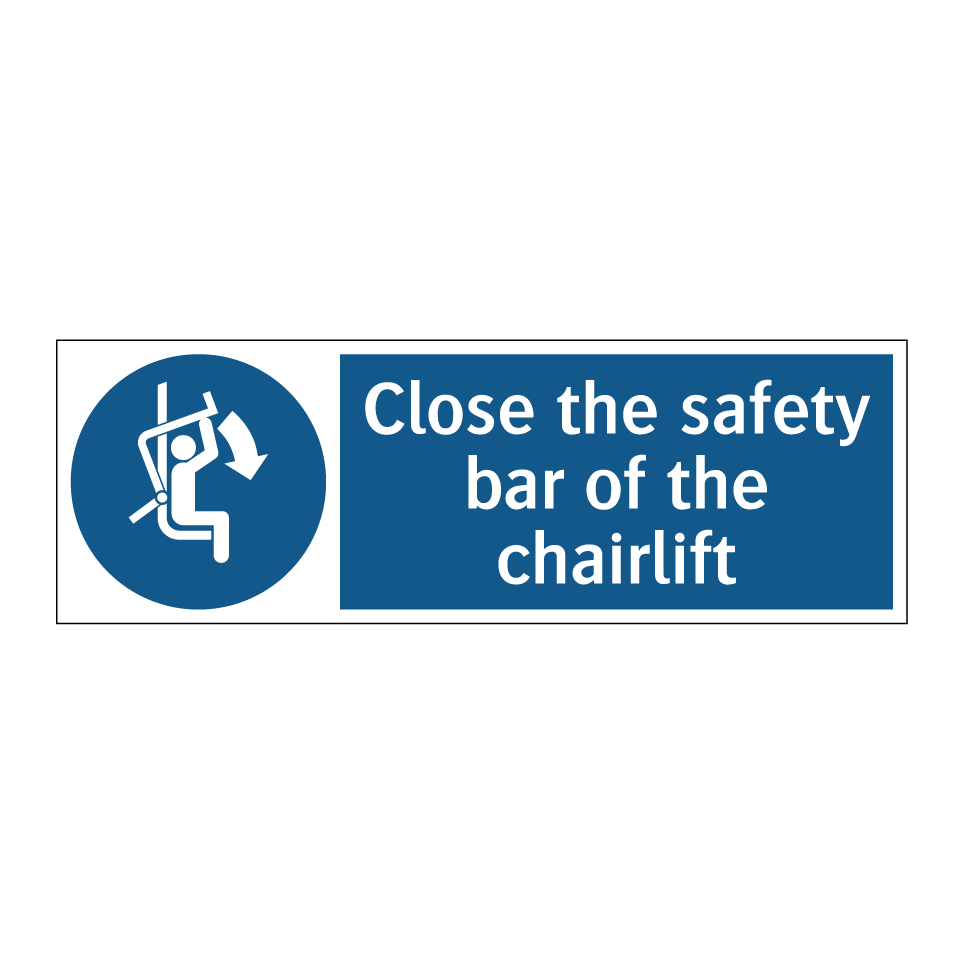 Close the safety bar of the chairlift