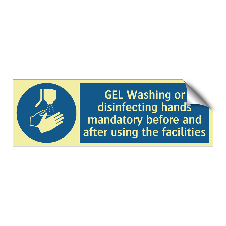 GEL Washing or disinfecting hands mandatory before and after using the facilities