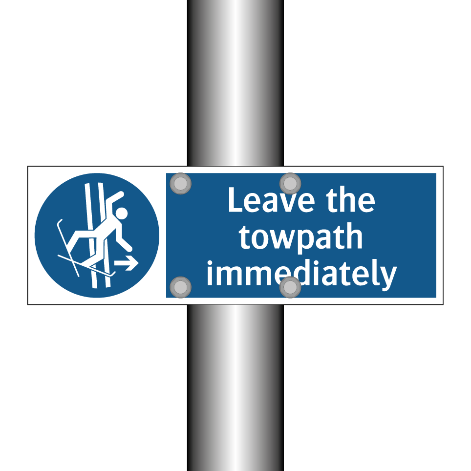 Leave the towpath immediately