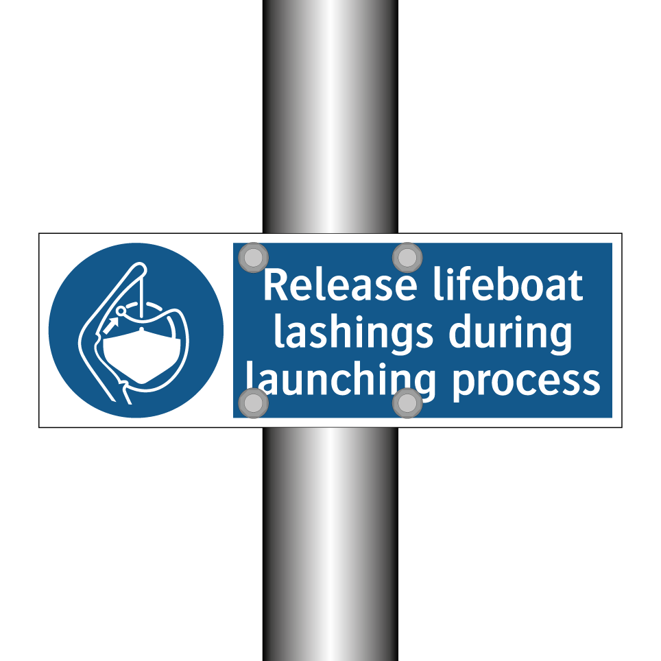 Release lifeboat lashings during launching process