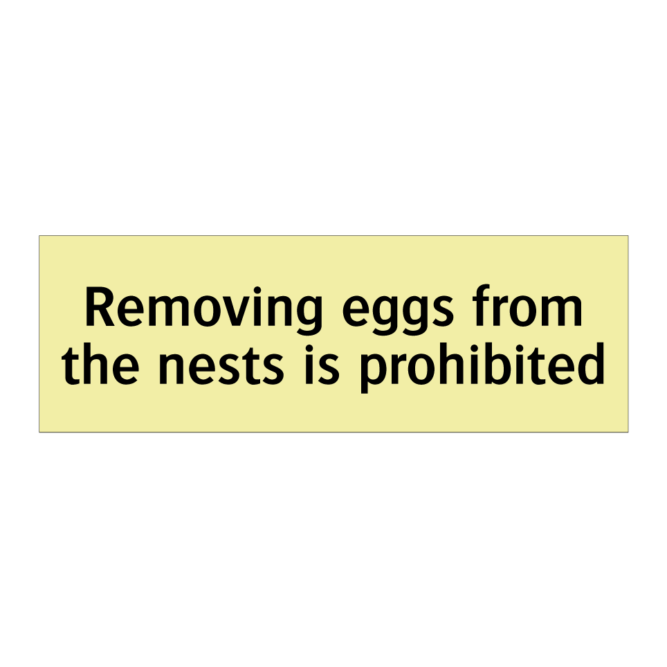 Removing eggs from the nests is prohibited