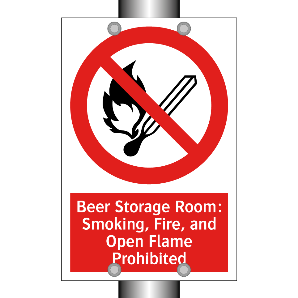 Beer Storage Room: Smoking, Fire, and Open Flame Prohibited