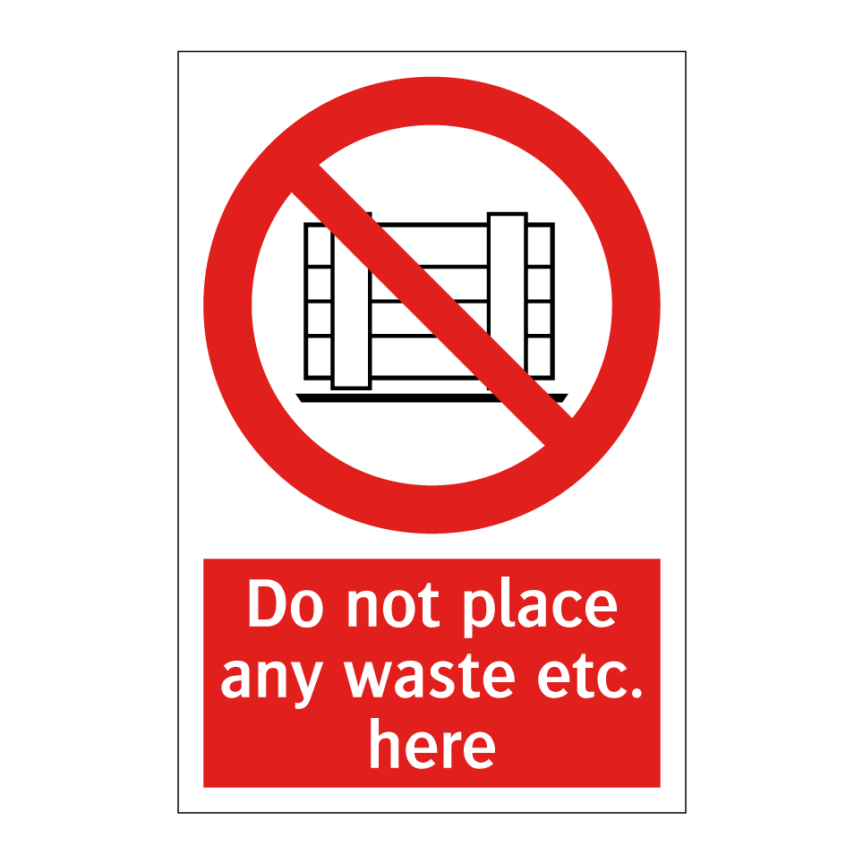 Do not place any waste etc. here