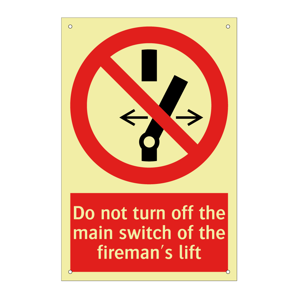 Do not turn off the main switch of the fireman's lift