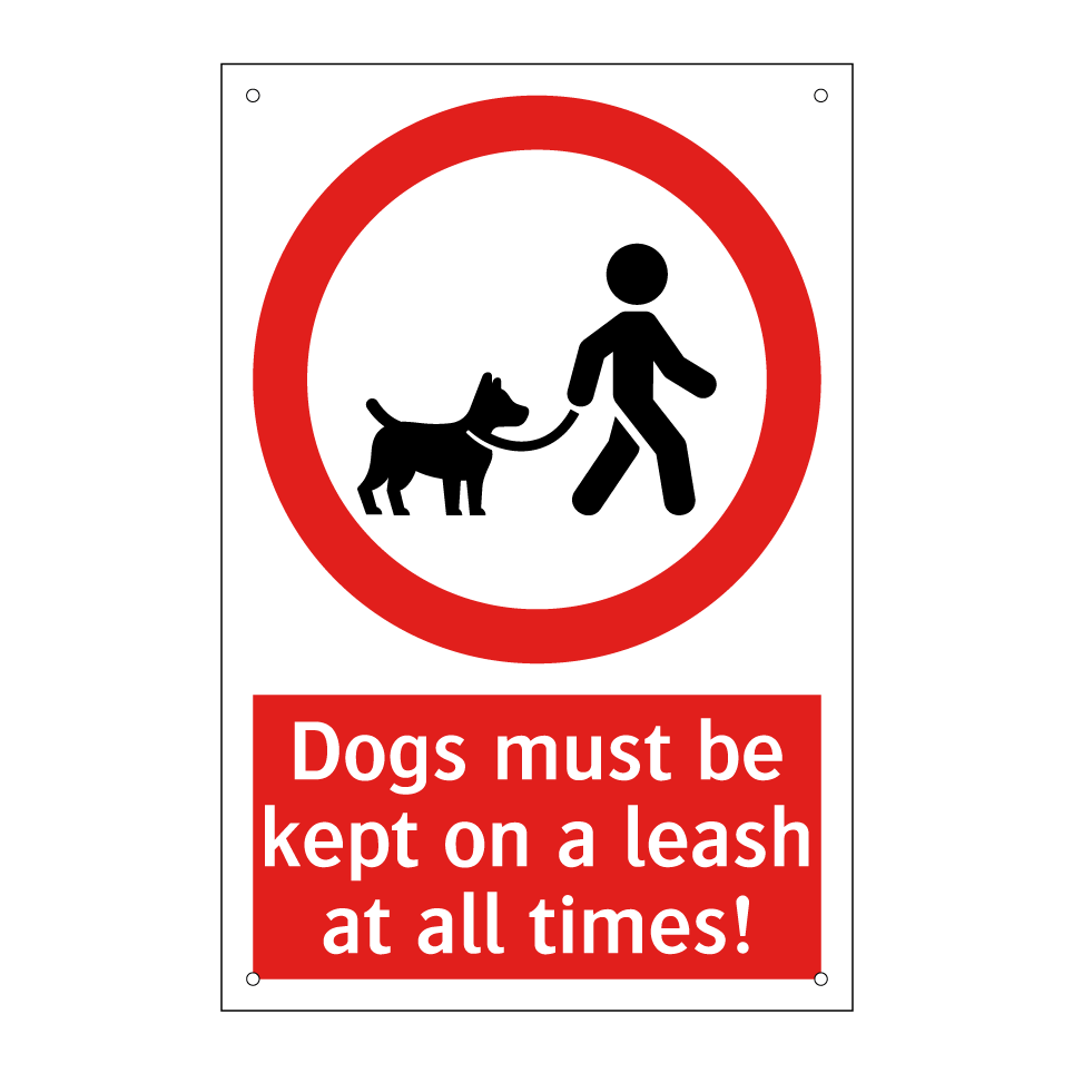 Dogs must be kept on a leash at all times!