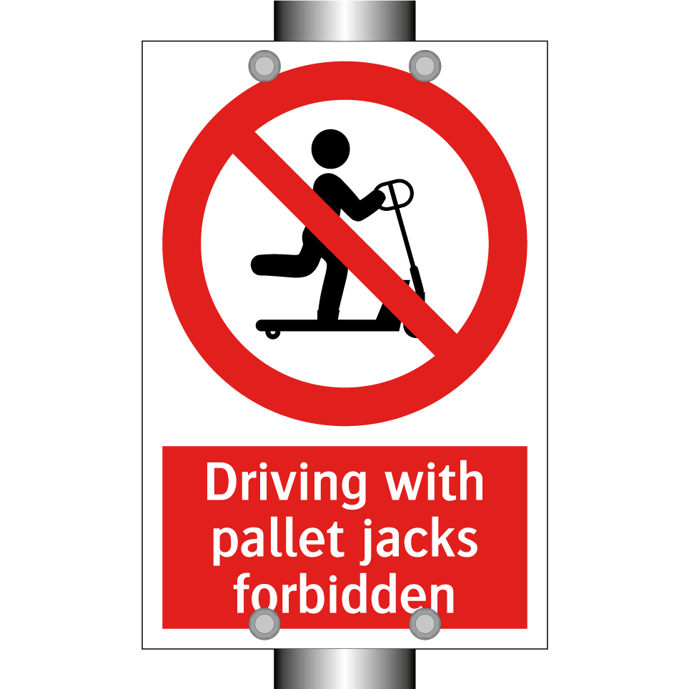 Driving with pallet jacks forbidden
