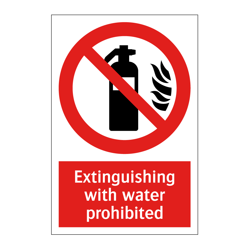 Extinguishing with water prohibited