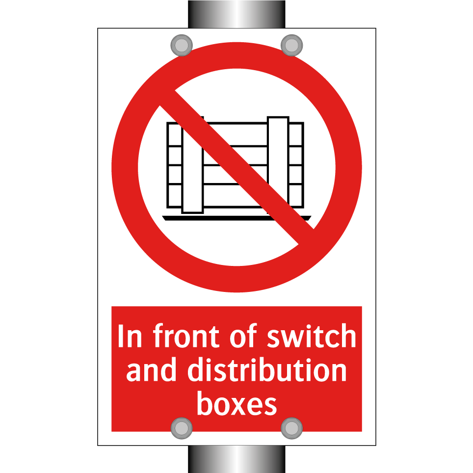 In front of switch and distribution boxes