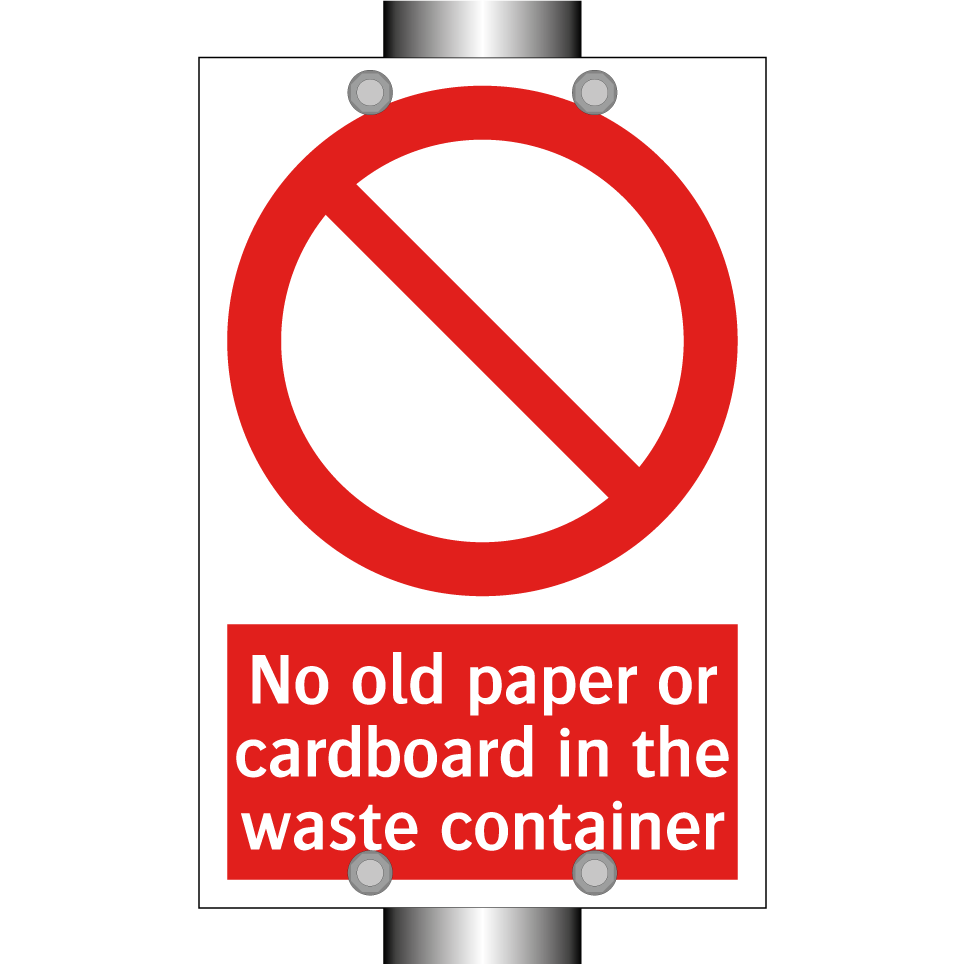 No old paper or cardboard in the waste container