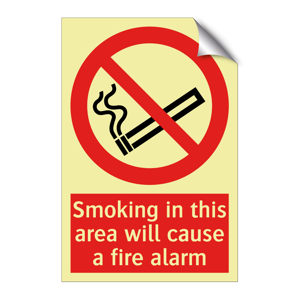 Smoking in this area will cause a fire alarm