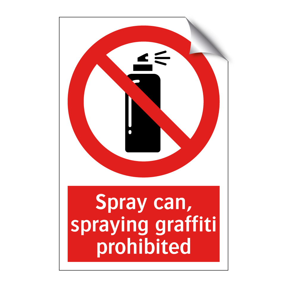 Spray can, spraying graffiti prohibited