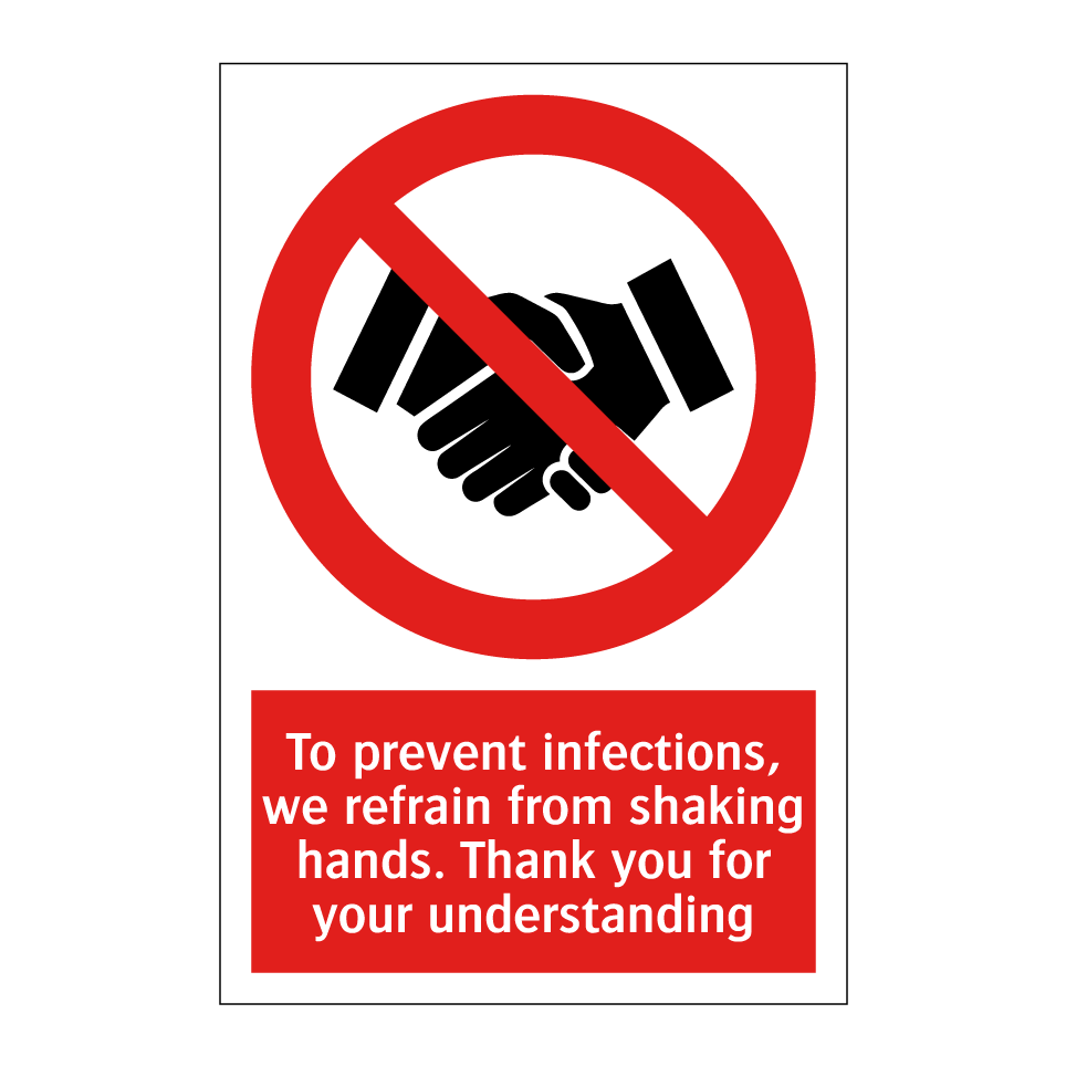 To prevent infections, we refrain from shaking hands. Thank you for your understanding