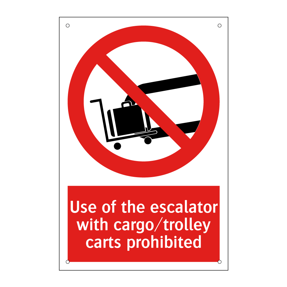Use of the escalator with cargo/trolley carts prohibited